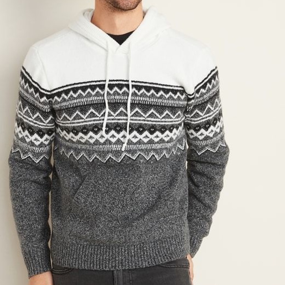 NWT Fair Isle Pullover Sweater Hoodie Mens Medium